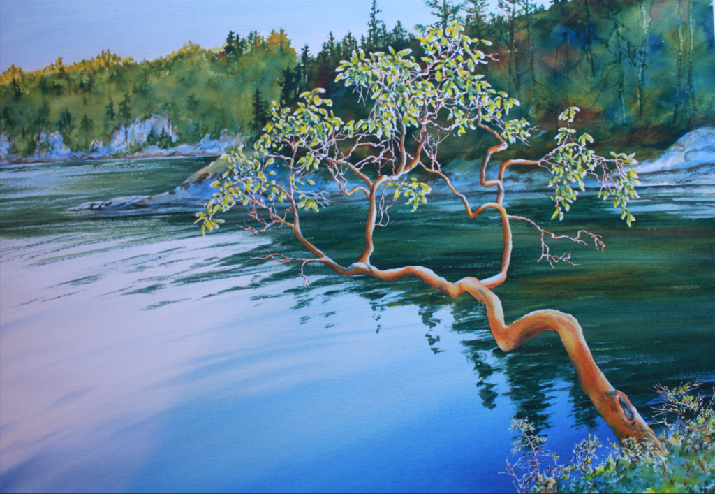 painting of decanso bay on gabriola island